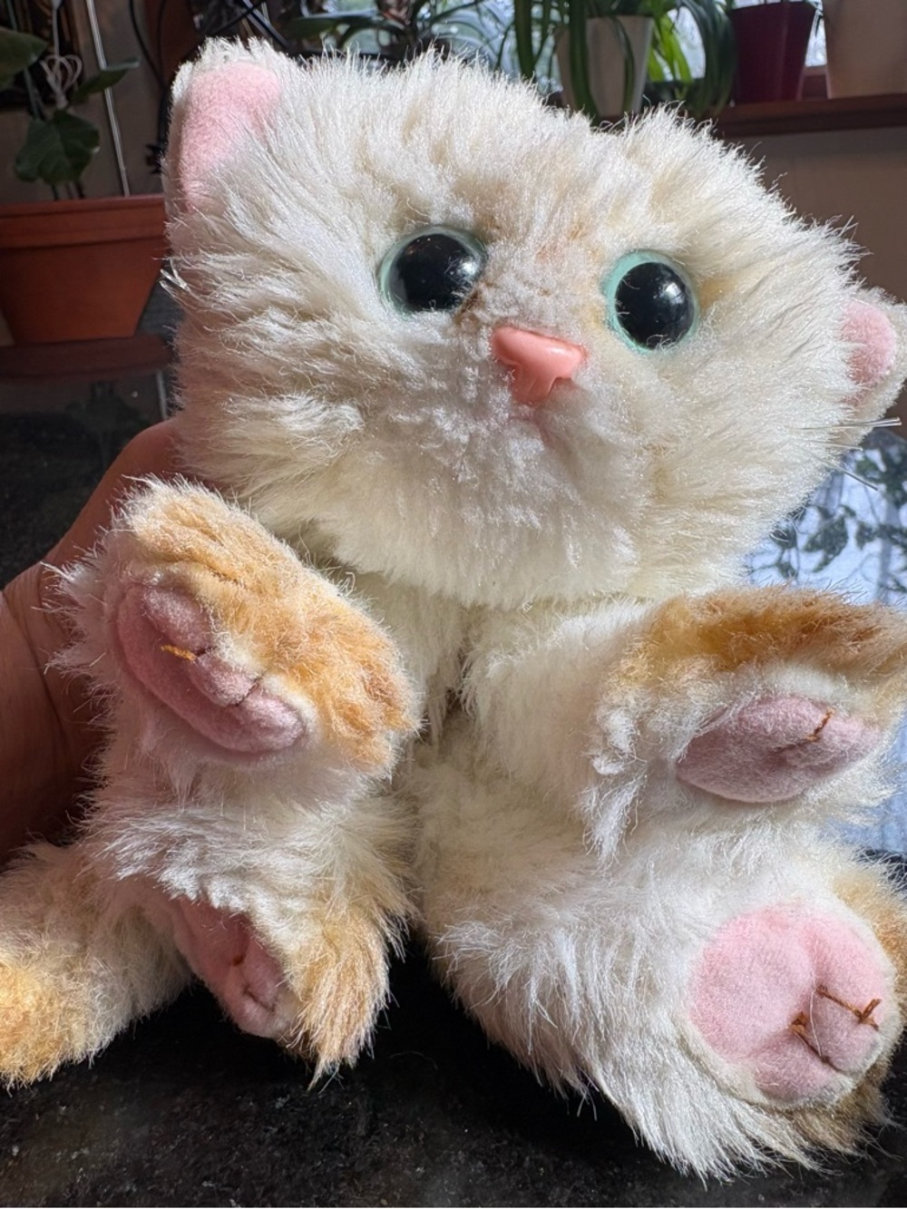 Vintage 90s Tyco Kitty Kitty Purring Plush - Cream & Ginger Calico - 11 ‘’